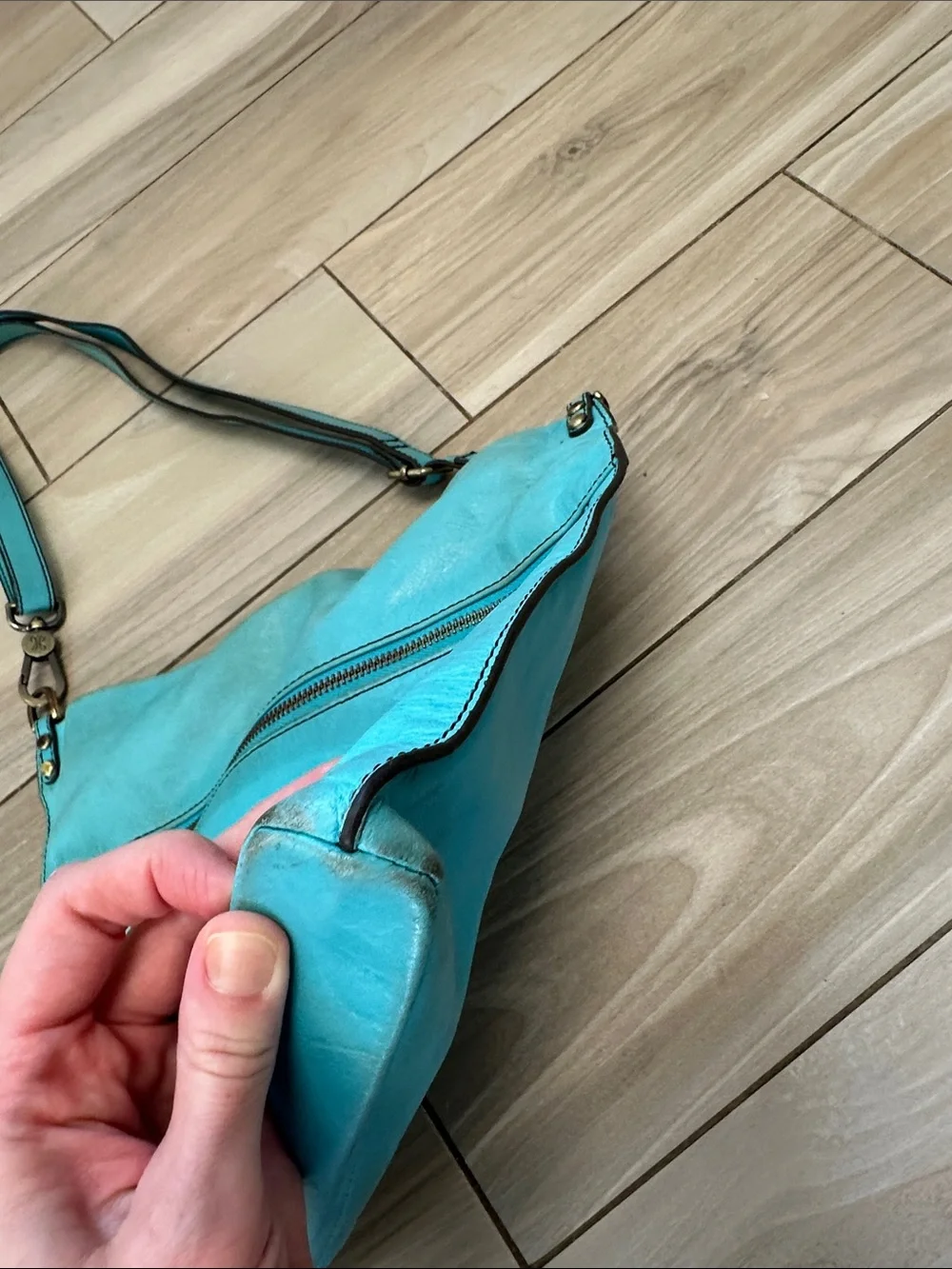 HOBO Turquoise Leather Crossbody Shoulder Bag